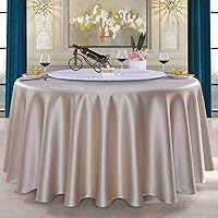Restaurant Silk Appearance Table Cover,Round Cotton Hotel Tablecloth,Fabric Fade Resistant Large Table Cover for Parties Wedding Hotel Round Table Champagne 240cm(94inch)