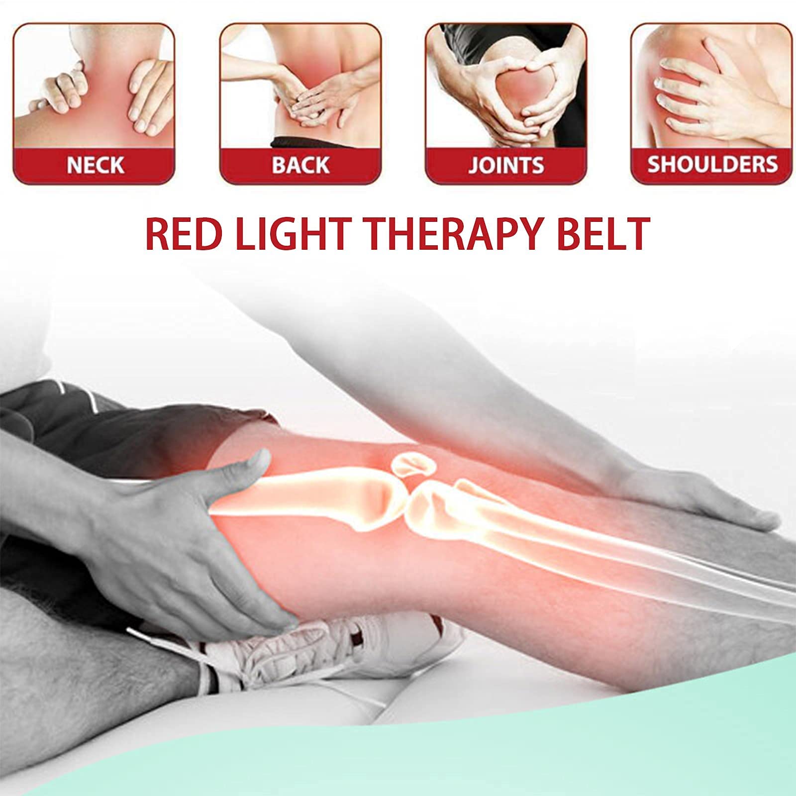 ADVASUN New LED Red Light Belt Devices for Body Flexible Wearable Deep Red 660nm and Near Infrared 850nm Pad with Timer for Back Shoulder Joints Muscle,Waist with 2 Wavelengths(Blue-105pcs)