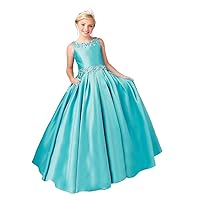 HuaMei Wedding Flower Girls Crystals Satin Pageant Dresses Ball Gowns
