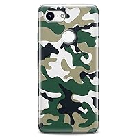TPU Case Compatible for Google Pixel 8 Pro 7a 6a 5a XL 4a 5G 2 XL 3 XL 3a 4 Green Camouflage Print Boy Slim fit Soft Clear Camo Manly Cute Flexible Silicone Manly Design White Male Style