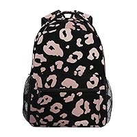 ALAZA Rose Gold Leopard Print Animal Cheetah Backpack Purse with Multiple Pockets Name Card Personalized Travel Laptop School Book Bag, Size S/16 in