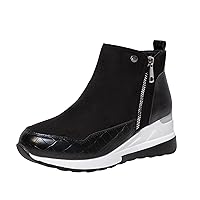 Platform Boots for Women,Women's Fashion Round Toe Short Ankle Booties Casual Wedges Combat Sneakers Boots