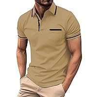 Men's Polo Shirts Short Sleeve Shirt Stretch Short Casual Golf Shirts Slim Fit Collared Shirts, M-3XL