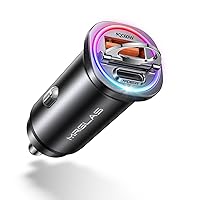 【Upgrade LED Multicolored】 Car Charger USB C Fast Charging,[PD65W & QC60W][All Metal] Cigarette Lighter Car Charger, Dual Port for iPhone 15 14 Pro Max Plus iPad Samsung S24 MacBook Pixel 8 7 Pro