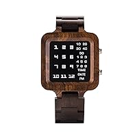 BOBO BIRD デジタルウォッチ メンズ 高級ブランドデザイン ナイトビジョン 黒檀 木製腕時計 ユニークな時計 LEDディスプレイウォッチ, デジタル。