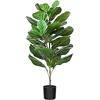 CROSOFMI Artificial Mini Fiddle Leaf Fig Tree 37 Inch Fake Ficus Lyrata Plant with 32 Leaves Faux Plants in Pot for Indoor House Home Office Modern Decoration Perfect Housewarming Gift