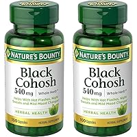 Nature's Bounty Black Cohosh Root Pills and Herbal Health Supplement, Natural Menopausal Support, 540 mg, 100 Capsules (Pack of 2)