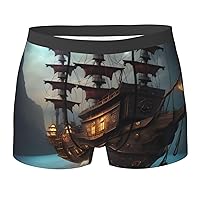 fantasy pirate ship Print Funny Novelty Men's Boxer Briefs Soft Comfortable Men's Performance
