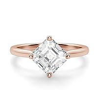 1 CT Asscher Cut Colorless Moissanite Engagement Ring for Women, Classic Handmade Moissanite Diamond Bridal Wedding Rings, Anniversary Propose Gifts