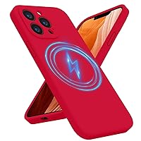 Magnetic Case for iPhone 14 Pro Max Phone Case, [Compatible with MagSafe] Silicone Upgraded [Camera Protection] Case, Soft Anti-Scratch Microfiber Lining Inside, 6.7 inch, Deep Red