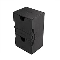 Gamegenic Stronghold 200+ XL Convertible Deck Box | Double-Sleeved Card Storage | Card Game Protector with Accessories Drawer | Nexofyber Surface | Holds up to 200 Cards | Black Color | Made