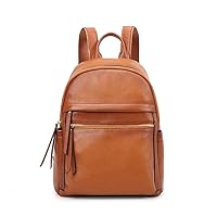 Kattee Genuine Leather Backpack Purse for Women Multi-functional Elegant Daypack Soft Leather Shoulder Bag Office, Shopping, Trip - Brown