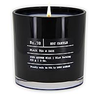 Lulu Candles | Black Tea & Sage | Highly Scented Candles for Home - Soy Blend Jar Candle with 100% Cotton Wick - Slow Burning (9 Oz.)