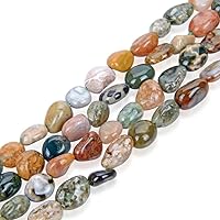 3 Strands Adabele Natural Ocean Jasper Healing Gemstone Loose Beads 6mm to 8mm Free Form Oval Tumbled Pebble Stone Beads (Total 45 Inch) for Jewelry Making GZ11-41