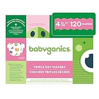 Babyganics Size 4, 120 count, Absorbent, Breathable, Triple Dry Protection Diapers
