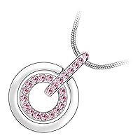 GWG Jewellery 925 Sterling Silver Coated Circle Graced with Coloured Crystals Inside of Ring Multilayer Design Pendant Necklace