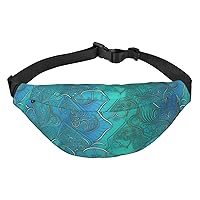 Turquoise Pattern Print Fanny Packs for Women Men Crossbody Waist Bag Waterproof Belt Bag with Adjustable Strap
