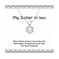 Cool Sister in law Gifts, Dear Sister-in-law I Love How We Don't Have To, Joke Heart Knot Silver Necklace For Sister From Sister