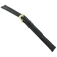 14mm Ladies Black Sport Stitched Calf Leather Watch Band Speidel