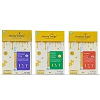 Pure Honey Sticks Pack | Pure Himalayan, Lemon, Turmeric Flavoured Combo - 90 Count (30 straws each) | 100% Natural, On the Go, Mess-Free