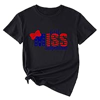 Red Long Sleeve Crop Tops for Women Personality Design Independence Day Printed T Shirt Women's Summer Short S