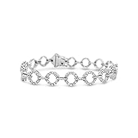 The Diamond Deal 18kt White Gold Womens Rounded Twisting Links VS Diamond Bracelet 1.27 Cttw (7 in)