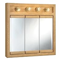 Design House 530600-NOK Square Richland Medicine 4-Light Durable Assembled Frame Bathroom Wall Cabinet w/Mirrored Doors, 30