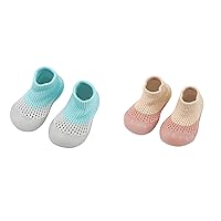 2PCS Sneakers for Toddlers Boys First Shoes Mesh Toddler Infant Elastic Color Socks Walkers Indoor Hole Baby Baby Shoes Baby Sneakers Size 4