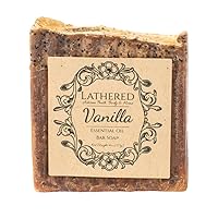 All Natural, Sulfate and Paraben Free - Vanilla with Poppy Seed - Handcrafted Essential Oil Bar Soaps Enriched with Coconut and Olive Oil - Lathered Artisan (Vanilla, Single)