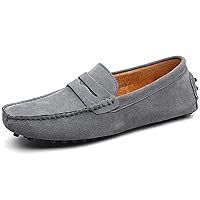 WUIWUIYU Men's Loafers Casual Slip On Shoes Soft Penny Loafers for Men Lightweight Suede Big Size Driving Boat Shoes Moccasins