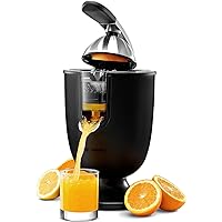 Eurolux Electric orange juicer squeezer | Pro Stainless Steel Citrus Juicer with Soft Grip Handle for Effortless Juicing, Also Fits Lime & Grapefruit Auto Shutoff, Dishwasher-safe Parts, Pulp Control