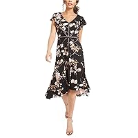 Taylor Women's Crochet-Trim Midi Dress Black Size 2