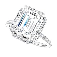 Fashionable Flowerbud Engagement Ring, Emerald Cut 4.00CT, Colorless Moissanite Ring, 925 Sterling Silver, Solitaire Promise Ring, Wedding Ring, Perfact for Gift Or As You Want