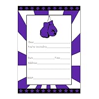 30 Invitations Birthday Party Fill In Cards Boxing Purple Black Kids Birthday Photo Paper