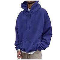 Mens Hoodie Crewneck Sweatshirts Vintage Litter Printed Heated Solid Color Loose Drop Shoulder Sports Pullover