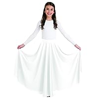 0501 Girls Praise Dance Circle Skirt (6X-7, White)