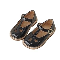 Girls Small Leather Shoes Hollow Breathable Princess Shoes Dress Shoes Little Child Big Kids Softball Slides Youth Girls (Black, 13 Little Child)