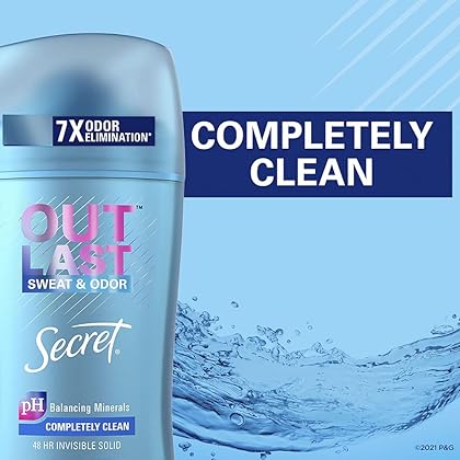 Secret Outlast Invisible Solid Antiperspirant Deodorant for Women, Completely Clean, 2.6 oz