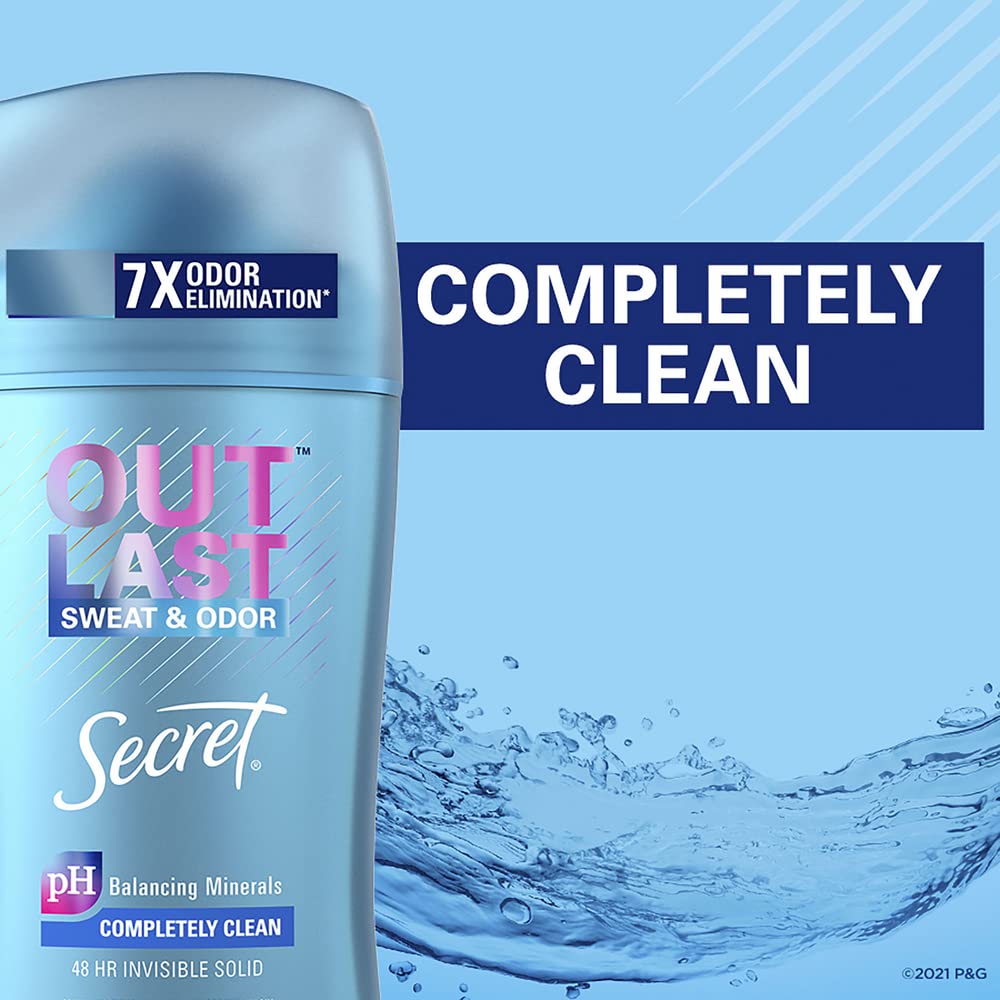 Secret Outlast Invisible Solid Antiperspirant Deodorant for Women, Completely Clean, 2.6 oz