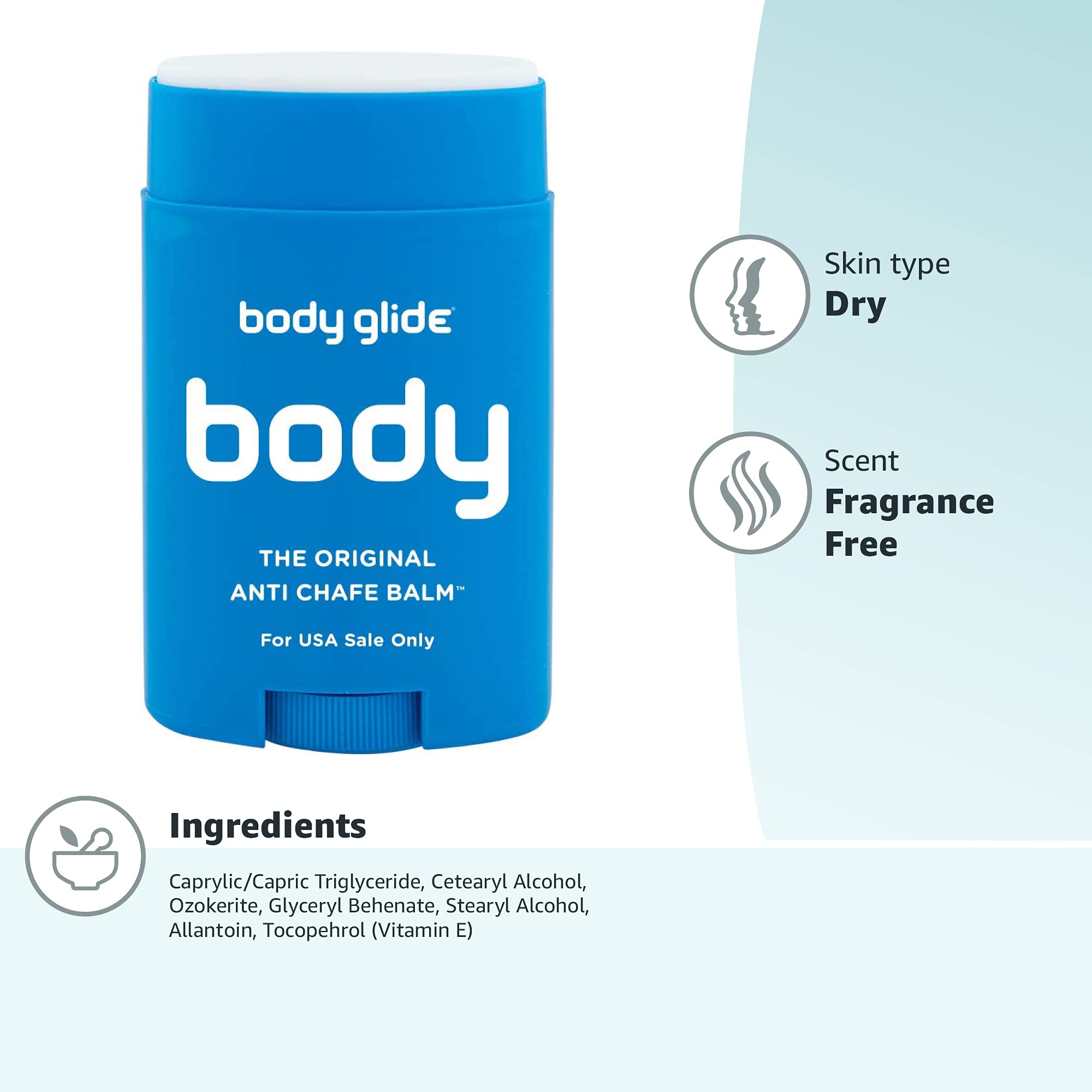 Body Glide Original Anti Chafing Stick Balm1.5oz: chafing cream in stick form. Anti chafe stick to prevent rubbing leading to chafing & raw skin. Use for arm, chest, butt, ball chafing & thigh chafing