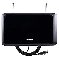 Philips Indoor TV Antenna, Perfect Home Decor, Digital, HDTV Antenna, Smart TV Compatible, 4K 1080P VHF UHF, 6Ft Coaxial Cable, Dipoles, Black, SDV1227B/27