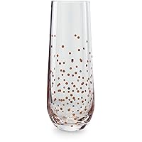 Circleware Confetti Gold Champagne Flutes Wine Glasses, Set of 2 Beverage Drinking Glassware for Water, Liquor and Home Bar Decor Dining Gifts, 10.5 oz,