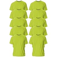 Gildan Adult Ultra Cotton T-Shirt, Style G2000, Multipack, Safety Green (10-Pack), Large