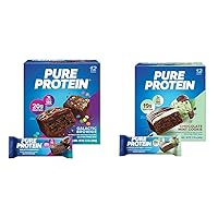 Pure Protein 12 Count Galactic Brownie & Chocolate Mint Cookie Protein Bars Bundle | 20g & 19g High Protein | Gluten Free | Pre & Post Workout | Low Sugar