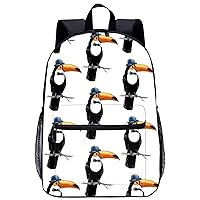 Hand Drawn Toucan Laptop Backpack for Men Women 17 Inch Travel Daypack Lightweight Shoulder Bag