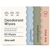 Refresh Deodorant Wipes - A Fresh Start When You’re On the Go - Aluminum, Paraben, and Sulfate Free - Variety Pack (Tea Tree, Eucalyptus, Jasmine) - 50 Individually Wrapped Wipes