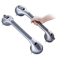 TAILI Shower Grab Bar 2 Pack 16 Inch Suction Grab Bars for Bathtubs & Showers, Heavy Duty Shower Handle Removable Shower Handrails for Elderly and Seniors, No Drilling Waterproof, Silver