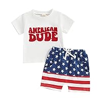 Kuriozud Toddler Boy 4th Of July Outfit Baby Boy American Flag Print T Shirts Tops Shorts Set Fourth of July Summer Clothes