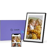 Cozyla Digital Picture Frame Multi Platform to Send Photos and Videos via Email Google Photos Instagram PhoneApp Free Unlimited Storage Built-in Alexa Digital Photo Frame Electronic Wifi 10.1 Inch Mat