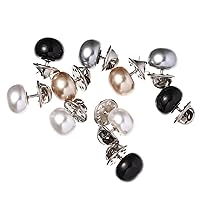 Pearl Buttons, Detachable Clothes Lapel Pin Prong Snap Button No Sewing Required for Crafts, Clothes, Wedding Dress and DIY Project, 20pcs